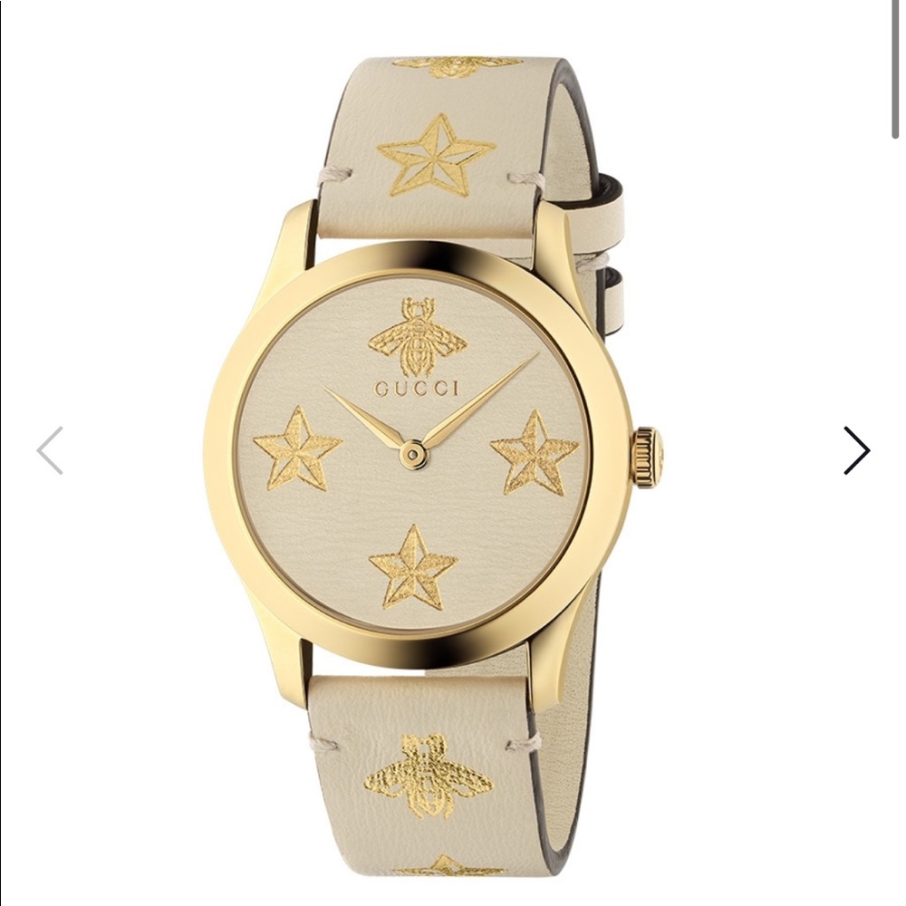 GUCCI G-Timeless Gold Bee & Stars White Dial